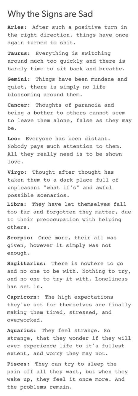 Why the Signs Are Sad : r/astrology