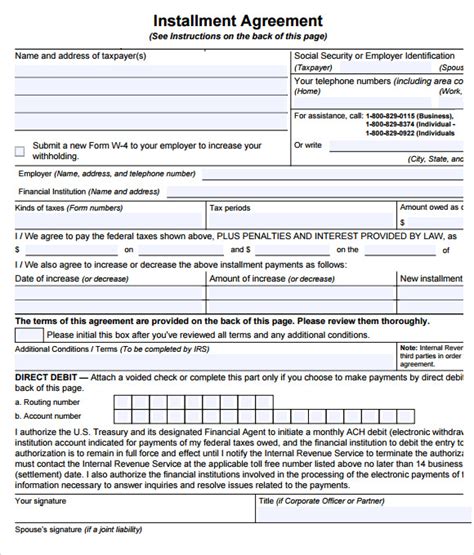 FREE 5 Sample Installment Agreement Templates In PDF MS Word