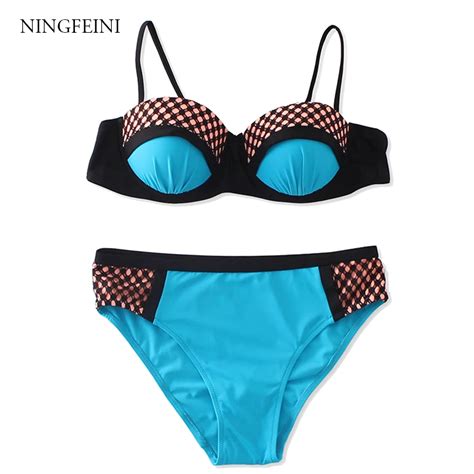 NINGFEIN 2018 Sexy Bikini Dot Push Up Bikini Set Biquni Beach Wear