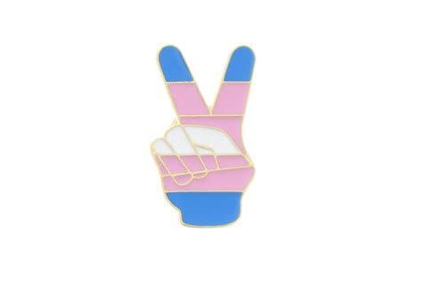 Trans Pride Peace Sign Metal Pin Badge