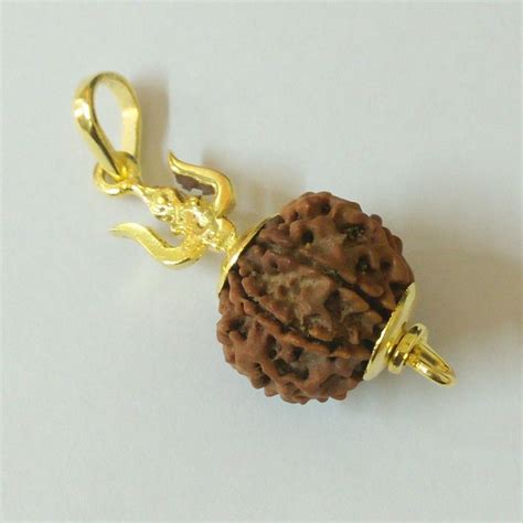 Mukhi Rudraksha Pendent With Lord Shiva Trishul Design Gold Plated