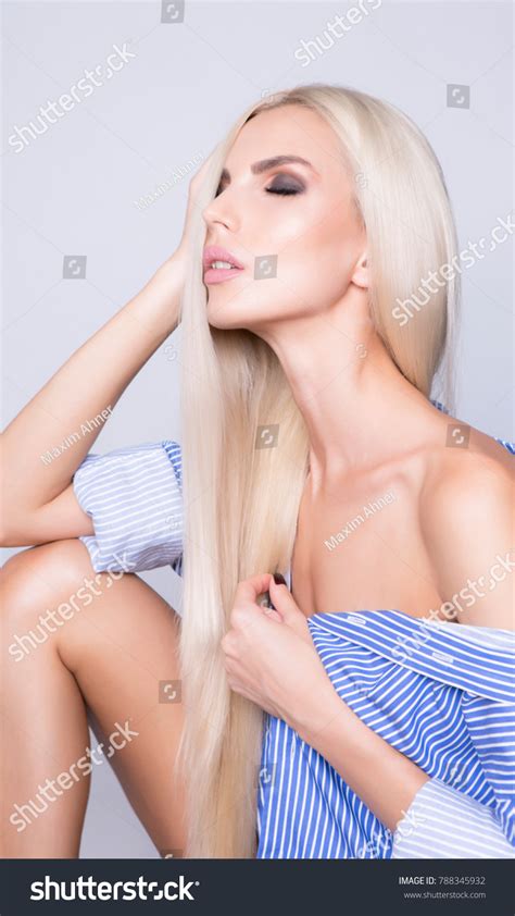 Sexy Woman Closed Eyes Platinum Blonde Stock Photo 788345932 Shutterstock