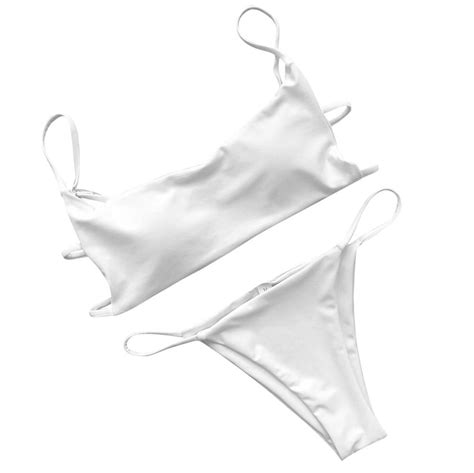 Tponi Swimsuits For Women 2024 One Piece White Clear Strap Bikini S