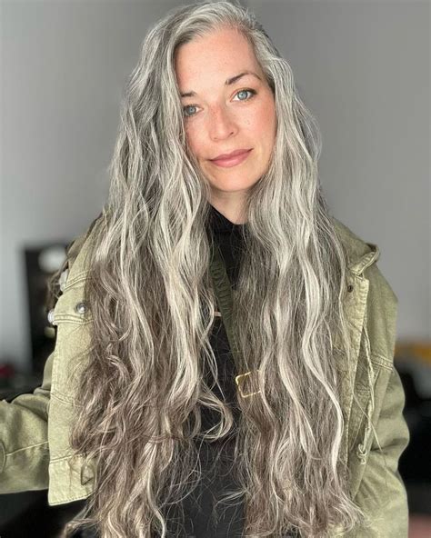 Long Silver Hair Long White Hair Blending Gray Hair Transition To