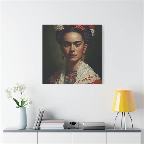 Frida Kahlo Portrait Canvas Wall Art Mexican Canvas Print Etsy