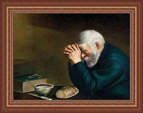 Old Man Praying Over Bread By Art Decor Religious Christian