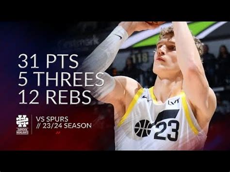 Lauri Markkanen Pts Threes Rebs Vs Spurs Season Youtube