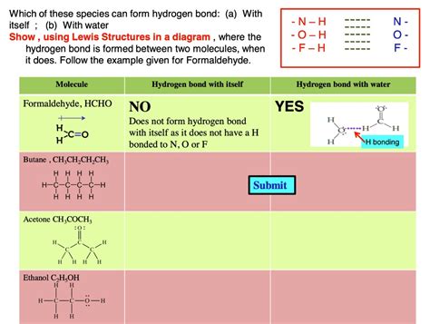 Solved Which Of These Species Can Form Hydrogen Bonds A With Itself B With Water Show