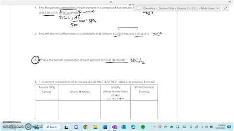 Part 1 Percent Composition And Empirical Formulas Youtube