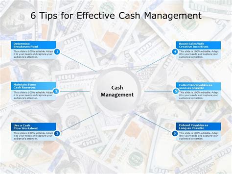 6 Tips For Effective Cash Management Presentation Graphics