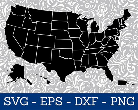 Separately 50 Usa State Svg 50 States Svg Usa Map Svg Eps Png Dxf Svg File For Cricut Etsy