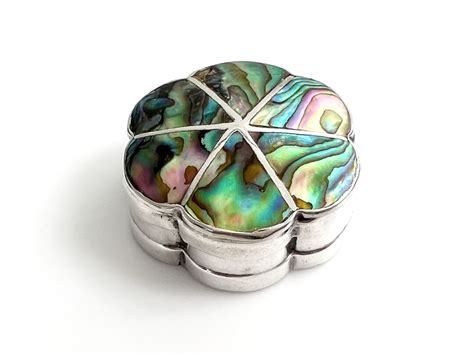 Sterling Silver Abalone Pill Box Made In Mexico Etsy