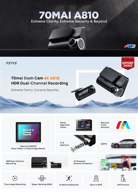 70mai A810 Car Recorder Dash Cam 4K UHD With Sony Starvis 2 IMX678