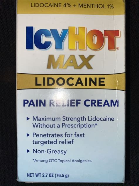 Icy Hot Max Strength Pain Relief LidcaineCream With Menthol 2 7oz Exp