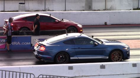 Epic Showdown Tesla Plaid Model S Vs Hp Shelby Gt Mustang In