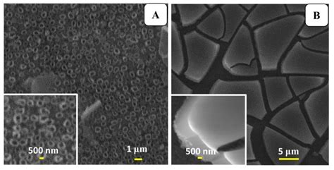 Surface Morphology Of Electrodes A TiO2 Ti Electrode And B