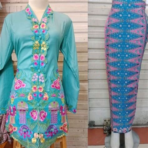 Jual Setelan Kebaya Encim Motif Ondel Lengan Panjang Shopee Indonesia