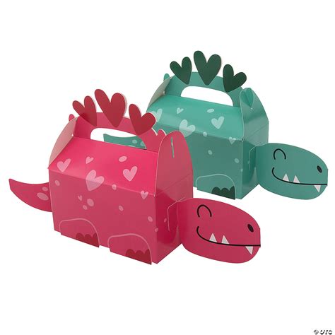 6 1 4 X 5 1 4 Valentines Day Pink And Green Dinosaur Favor Boxes 12