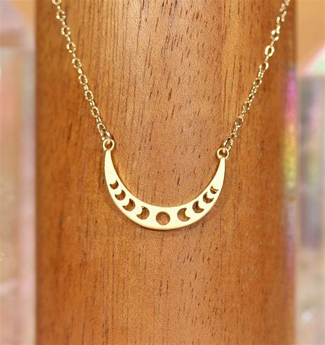 Moon Phases Necklace Crescent Moon Moon Jewelry Astrology Etsy