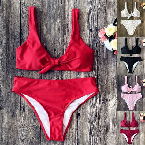 2019 Summer Women Bikini Set Two Pieces Bikini Set Solid High Quality Padded Push Up Swimwear