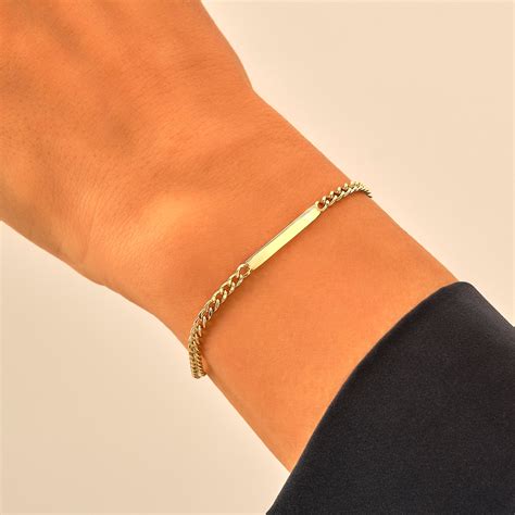 Solid Gold Id Bracelet 14k Personalized Cuban Links Bracelet Custom