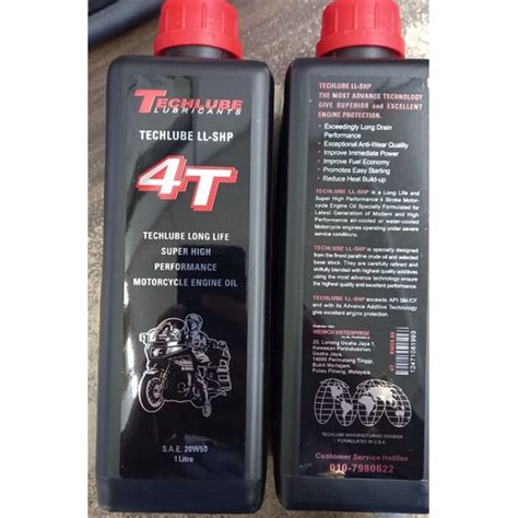 TECHLUBE 4T MOTORCYCLE ENGINE OIL 20W50 100 ORIGINAL 1 LITER HITAM