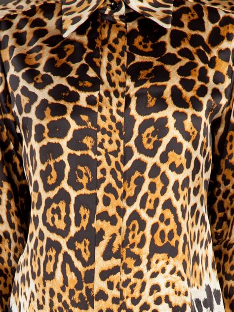 Saint Laurent Leopard Print T Shirt In Brown Lyst