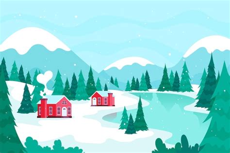 Premium Vector | Winter town landscape background