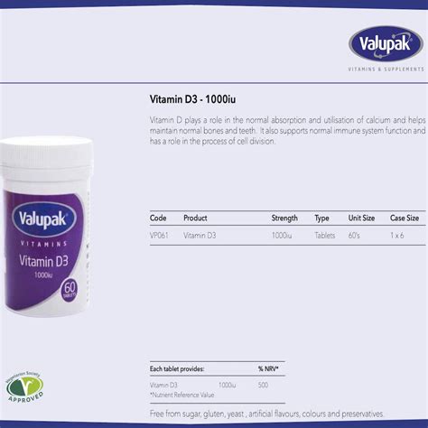 Valupak Vitamin D3 1000 IU Tablets (x 60) - Pack of 1