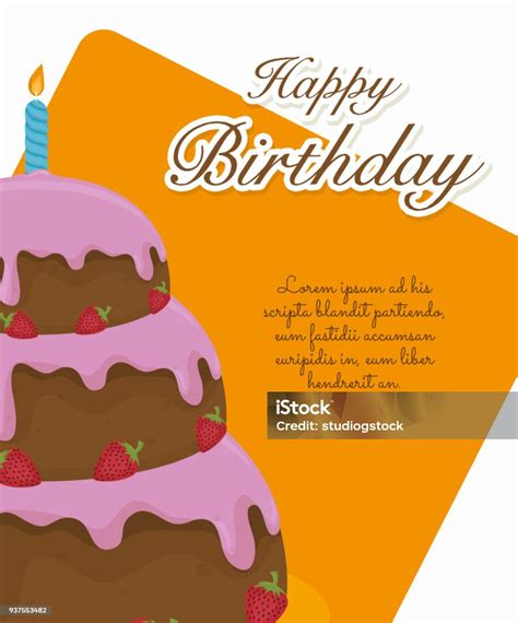 Happy Birthday Colorful Card Stock Illustration Download Image Now Announcement Message