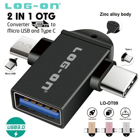 Jual ADAPTOR OTG 2 IN 1 LOG ON TYPE C Dan MICRO USB Converter USB3 TO