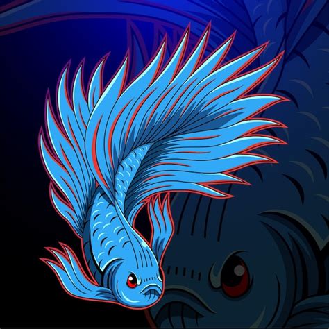 Logotipo Do Mascote Betta Fish Esport Vetor Premium