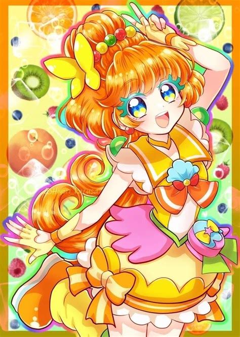 An Anime Girl With Orange Hair And Blue Eyes Wearing A Yellow Dress