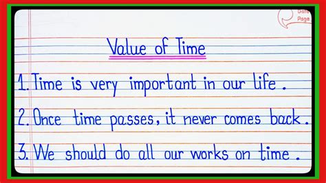 10 Lines On Importance 0f Time Essay On Value Of Time In English Value Of Time Essay L Youtube