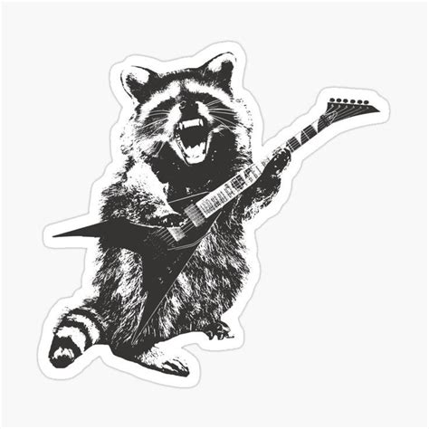 Raccoon Playing Electric Guitar Sticker