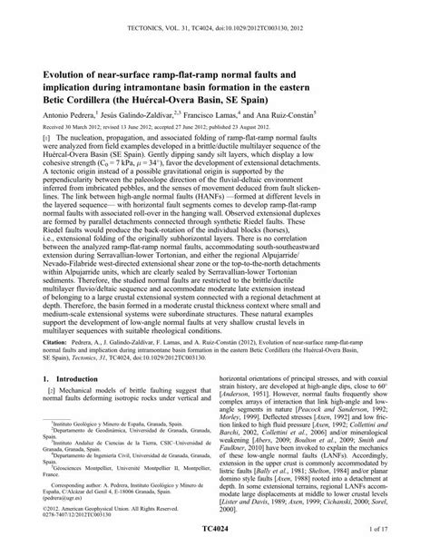 PDF Evolution Of Near Surface Ramp Flat Ramp Normal Faults And