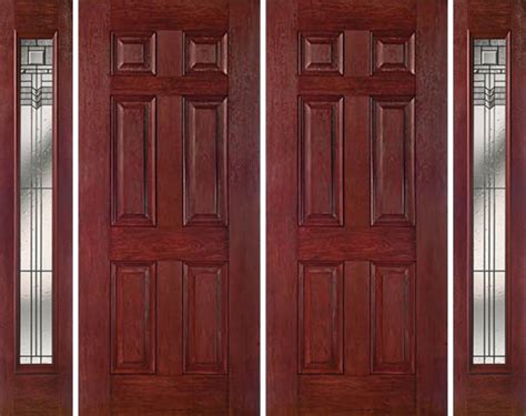 Eswda X Exterior Cherry Six Panel Double Entry Door Sidelights Full