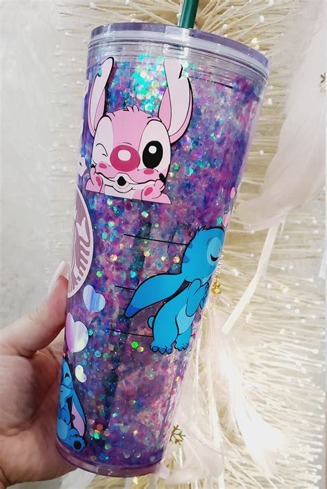 Stitch And Angel Valentine Starbucks Snowglobe Tumbler Etsy