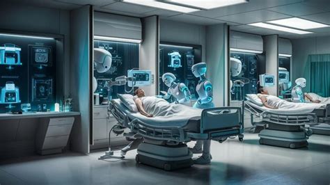 A Futuristic Hospital Room With AIpowered Medical Equipment Premium