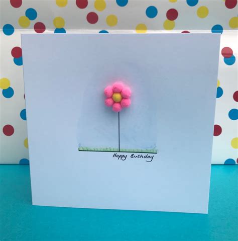 Flower Birthday Card Hand Painted And Embossed Female Birthday Card