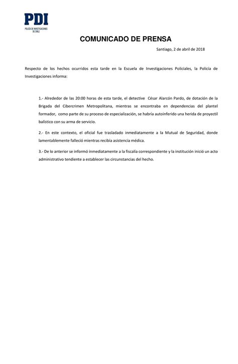 Comunicado De Prensa Docx Docdroid