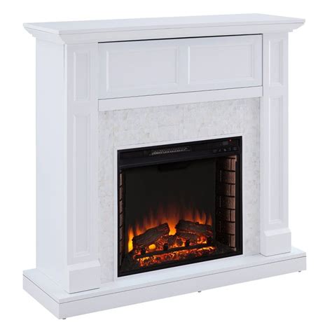 Nerrin Tiled Media Fireplace Console White - Aiden Lane | Media ...