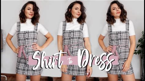 Diy Dress From Mens Flannel Shirt Thrifted Diy Refashion Youtube