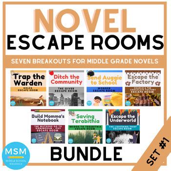 Middle Grade Novel Escape Rooms Bundle Set By Middle School Maverick