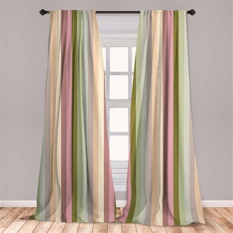 Stripes Curtains 2 Panels Set Colorful Pattern With Pastel Colored