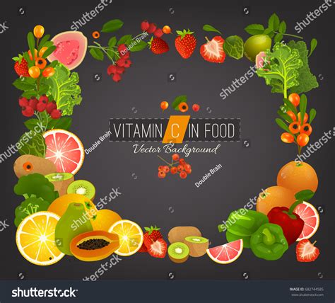 Vitamin C Vector Illustration Foods Containing Stock Vector Royalty