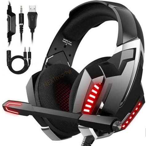 Onikuma K Red Led Gaming Headset Surround Sound Noise Canceling