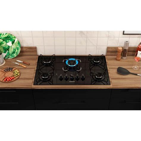 Cooktop A Gás 5 Bocas Itatiaia Essencial Mesa De Vidro Temperado