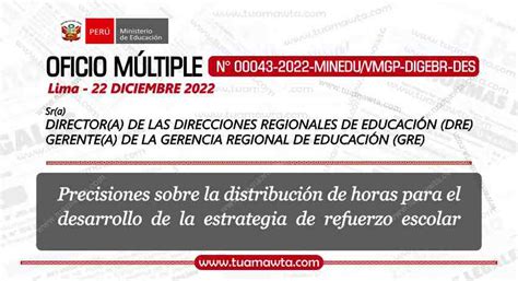 Minedu Precisiones Sobre La Distribución De Horas Para El Desarrollo