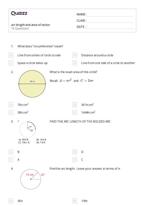 50 Radians And Arc Length Worksheets For 10th Year On Quizizz Worksheets Library